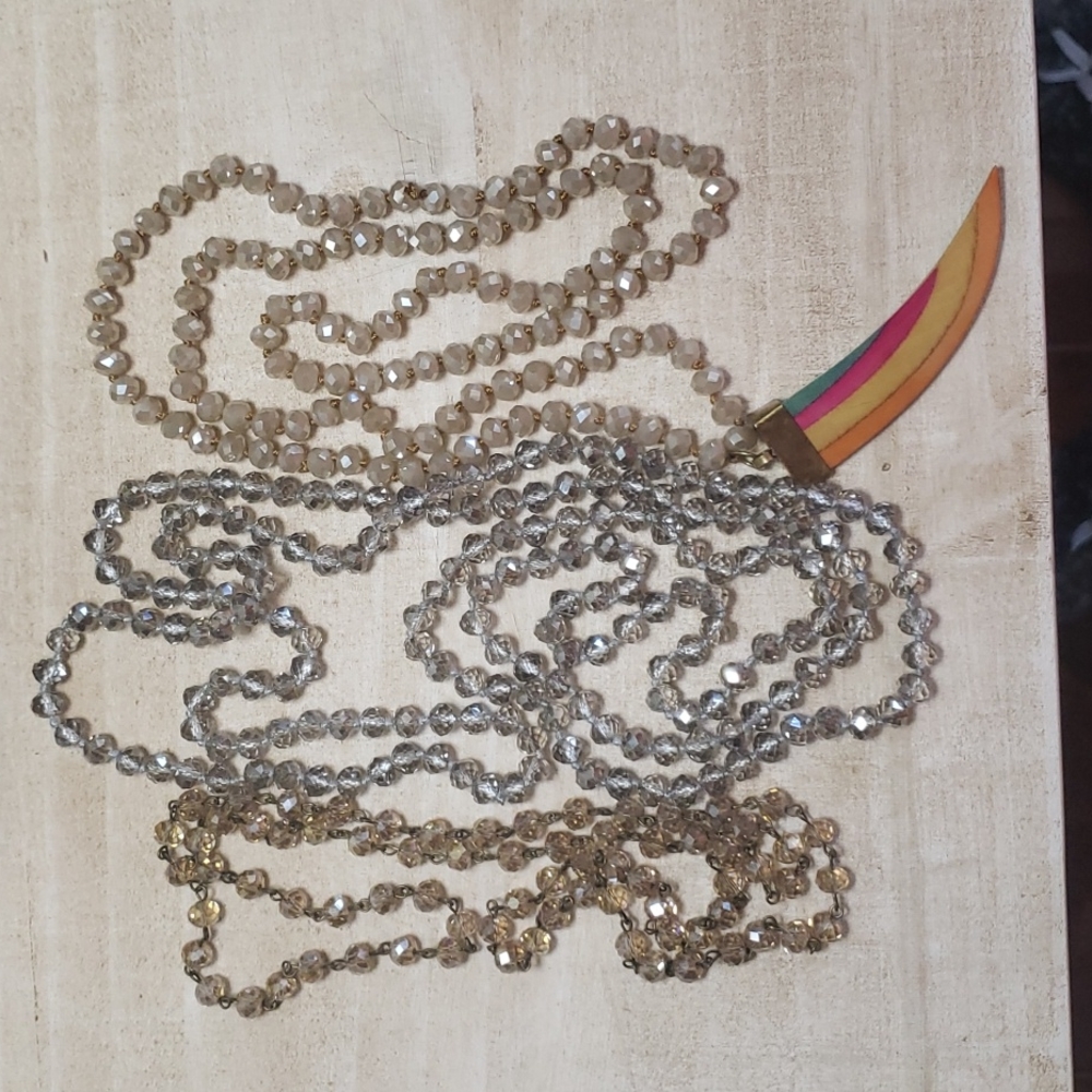 3 beautiful crystal beaded necklaces
